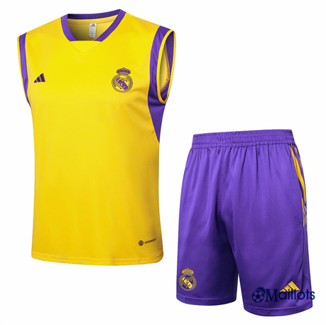 Grossiste Maillot foot Real Madrid Debardeur et Shorts Ensemble Training jaune 2024-2025