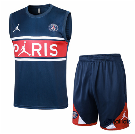 Grossiste Maillot foot Paris PSG Debardeur et Shorts Ensemble Training bleu royal 2024-2025