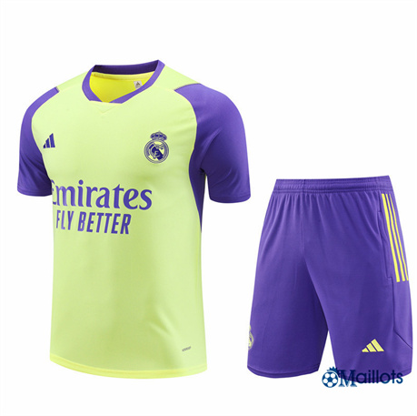 Grossiste Maillot football Real Madrid Enfant et Shorts Ensemble Training jaune clair 2024-2025