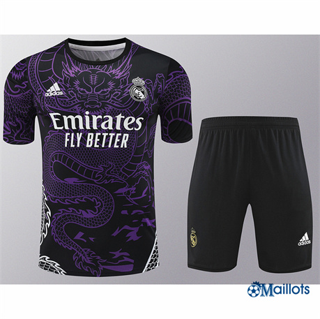 Grossiste Maillot foot Real Madrid et Shorts Ensemble Training Violet 2024-2025