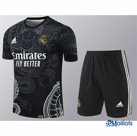 Grossiste Maillot football Real Madrid et Shorts Ensemble Training noir 2024-2025