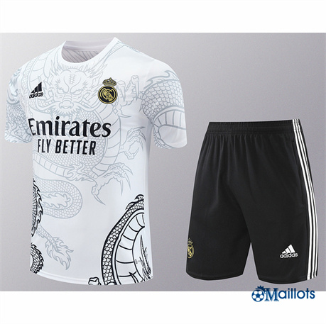 Grossiste Maillot football Real Madrid et Shorts Ensemble Training Blanc 2024-2025