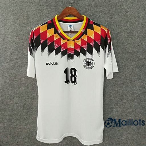 Thaïlande Maillot Rétro foot Allemagne Domicile Blanc (18 KLINSMANN) 1994 pas cher