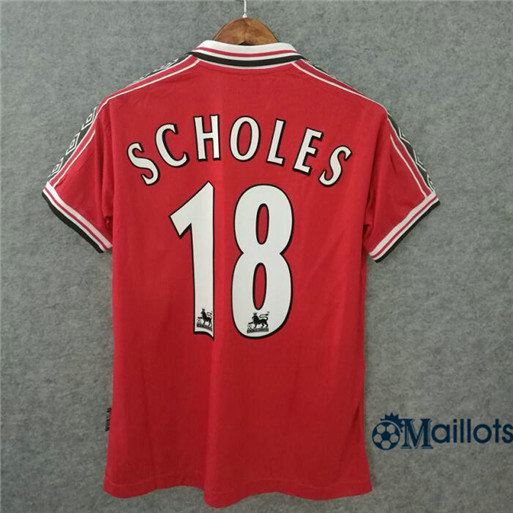 Maillot Rétro football Manchester united Domicile (18 Scholes) 1998-99