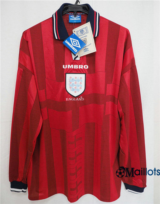 Maillot Rétro foot Angleterre Manche Longue Exterieur Rouge 1998