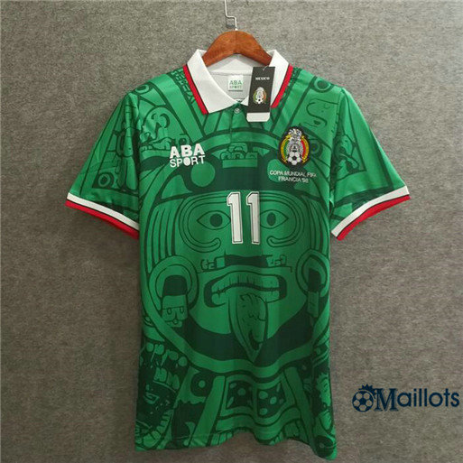 Thaïlande Maillot Rétro foot Mexique Domicile Vert (11 Blanco) 1998 pas cher