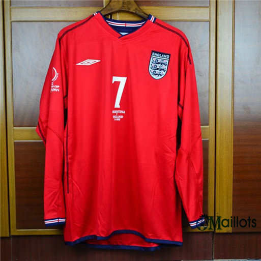 Thaïlande Maillot sport Vintage Coupe du Monde Angleterre Manche Longue Exterieur (7 Beckham) 2002-2003 pas cher