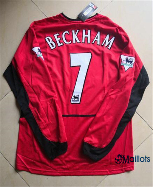 Maillot Rétro football Manchester United Manche Longue Domicile (7 Beckham) 2002-03