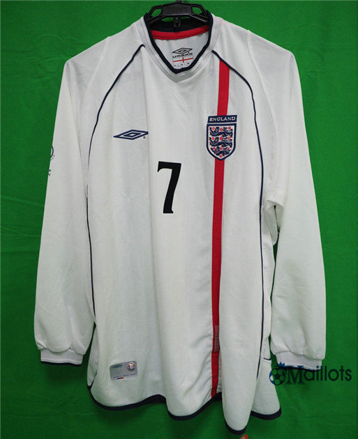 Thaïlande Maillot Rétro foot Coupe du Monde Angleterre Manche Longue Domicile (7 Beckham) 2002 pas cher