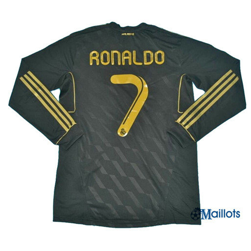 Maillot sport Vintage Real Madrid Exterieur Manche Longue Noir 7 Ronaldo 2011-12