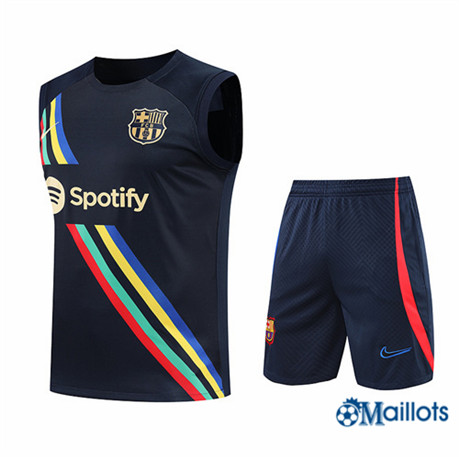 Grossiste omaillots Maillot Foot Barcelone Debardeur et Short Ensemble Training Bleu Marine 2022-2023