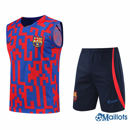 Grossiste omaillots Maillot Foot Barcelone Debardeur et Short Ensemble Training Rouge/Bleu/Bleu Marine 2022-2023