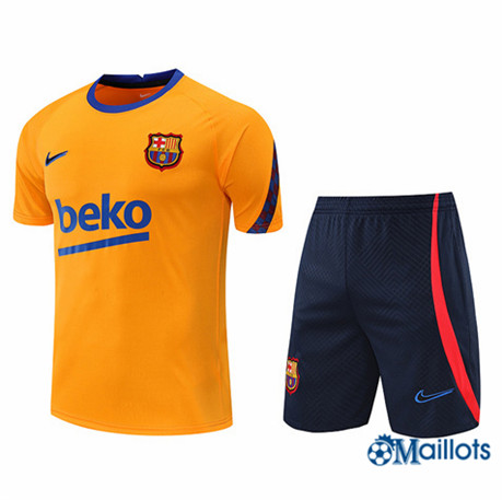 Grossiste omaillots Maillot Foot Barcelone et Short Ensemble Training Orange/Bleu Marine 2022-2023