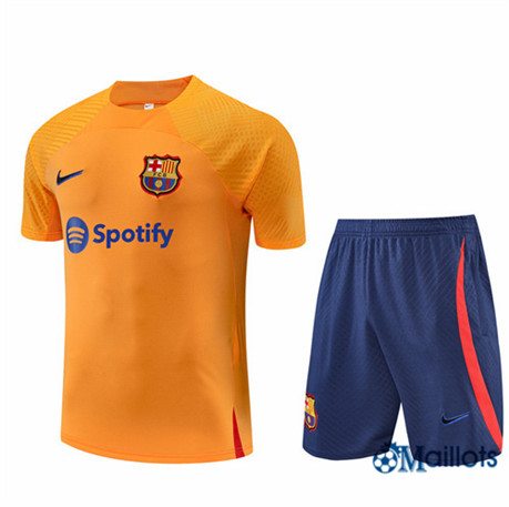 Grossiste omaillots Maillot Foot Barcelone et Short Ensemble Training Orange/Bleu 2022-2023
