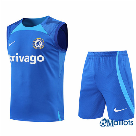 Grossiste omaillots Maillot Foot Chelsea FC Debardeur et Short Ensemble Training Bleu 2022-2023
