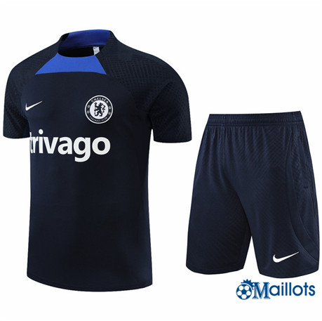 Grossiste omaillots Maillot Foot Chelsea FC et Short Ensemble Training Bleu Marine 2022-2023