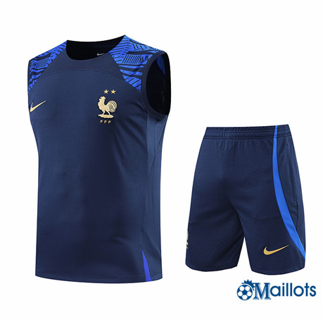 Grossiste omaillots Maillot Foot France Debardeur et Short Ensemble Training Bleu Marine 2022-2023