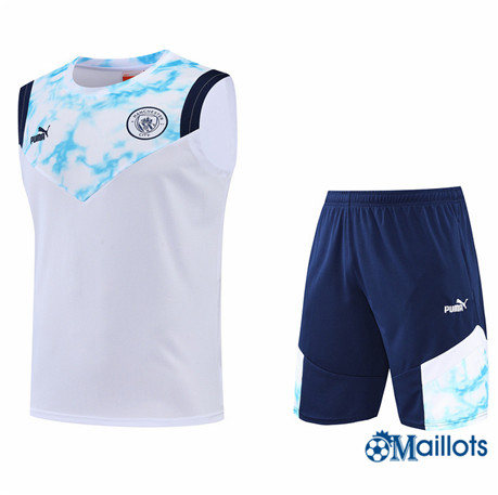 Grossiste omaillots Maillot Foot Manchester City Debardeur et Short Ensemble Training Blanc/Bleu 2022-2023