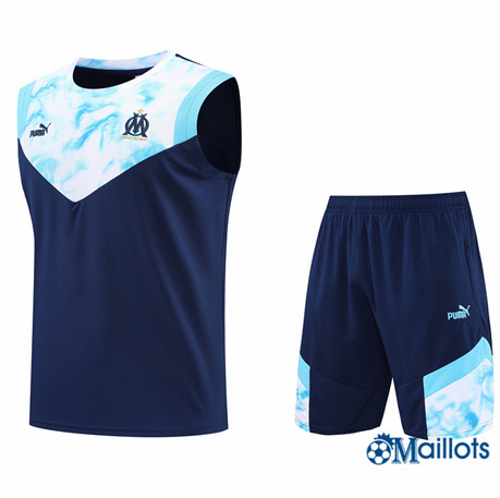Grossiste omaillots Maillot Foot Marseille OM Debardeur et Short Ensemble Training Bleu Marine 2022-2023