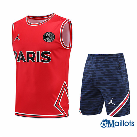 Grossiste omaillots Maillot Foot Paris PSG Debardeur et Short Ensemble Training Rouge/Bleu Marine 2022-2023