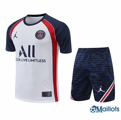 Grossiste omaillots Maillot Foot Paris PSG et Short Ensemble Training Blanc/Bleu 2022-2023