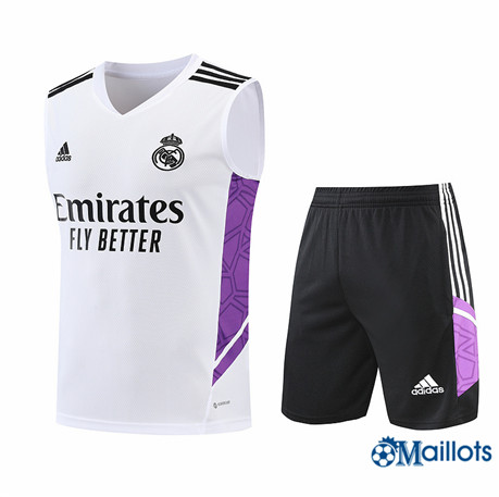 Grossiste omaillots Maillot Foot Real Madrid Debardeur et Short Ensemble Training Blanc/Noir 2022-2023