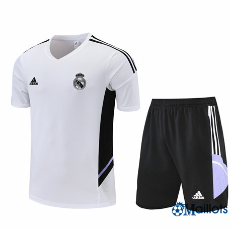 Grossiste omaillots Maillot Foot Real Madrid et Short Ensemble Training Blanc/Noir 2022-2023