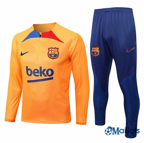 Grossiste omaillots Survetement foot FC Barcelone Foot Homme om085 Orange/Bleu 2022-2023