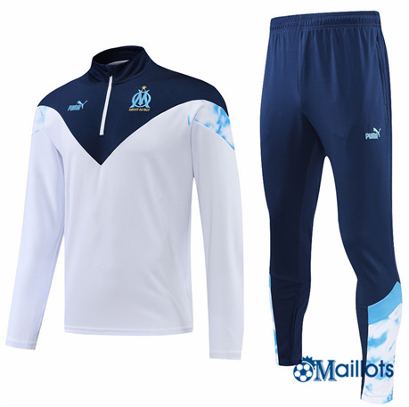 Grossiste omaillots Survetement foot Marseille OM Foot Homme om123 Blanc/Bleu Marine 2022-2023