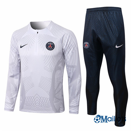 Grossiste omaillots Survetement foot Paris PSG Foot Homme om138 Blanc/Bleu Marine 2022-2023