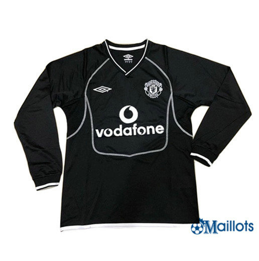 Maillot Rétro football Manchester United Manche Longue Noir 2000-2002