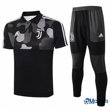Maillot Entraînement Juventus polo et pantalon Ensemble Training Noir 2020 2021
