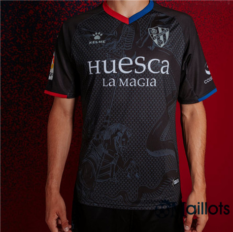 Maillot foot Huesca Third Noir 2019 2020