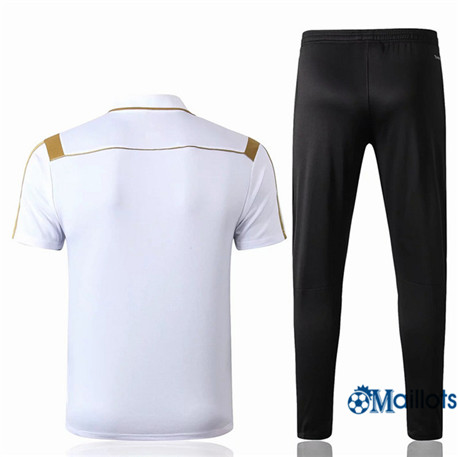 Grossiste Maillot Entraînement POLO Real Madrid et pantalon Training Blanc/Noir 2019 2020