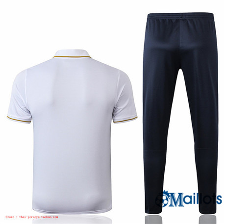 Maillot Entraînement POLO France et pantalon Training Blanc/Bleu Marine