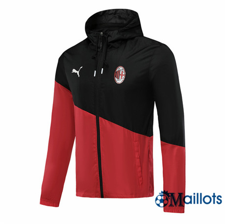 Veste Training AC Milan Coupe vent Noir/Rouge 2019 2020 à Capuche