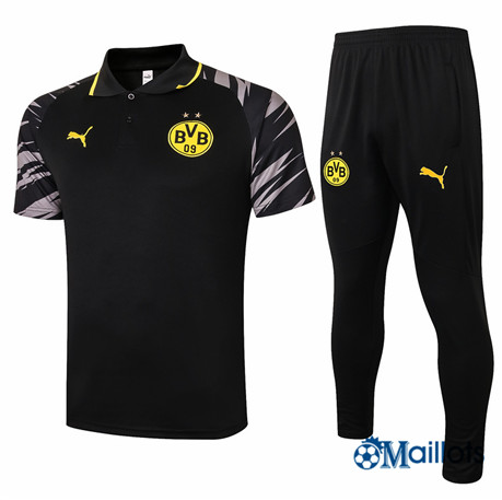 Grossiste Maillot football Entraînement Borussia Dortmund POLO et Pantalon Ensemble Training Noir 2020 2021