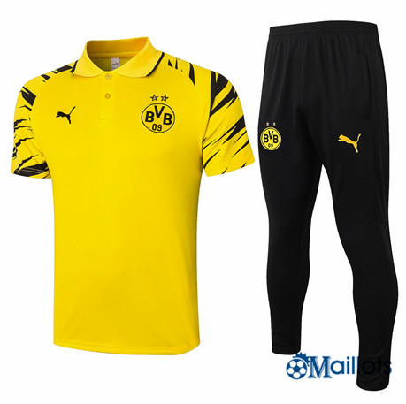 Grossiste Maillot Foot Entraînement Borussia Dortmund POLO et Pantalon Ensemble Training Jaune 2020 2021