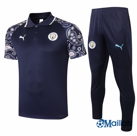 Grossiste Maillot Foot Entraînement Manchester City POLO et Pantalon Ensemble Training Bleu Marine 2020 2021