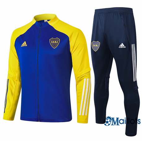 Grossiste Ensemble Veste Survetement Foot Boca Juniors Homme Bleu/Jaune 2020 2021