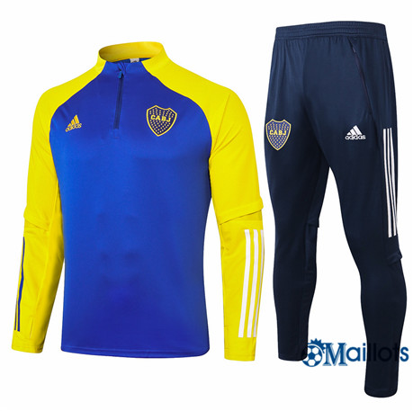Grossiste Ensemble Survetement Boca Juniors Foot Homme Bleu Marine/Jaune 2020 2021