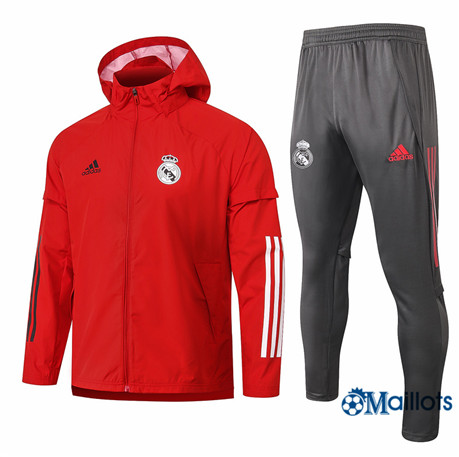 Grossiste Ensemble Coupe vent Real Madrid Foot Homme Rouge 2020 2021