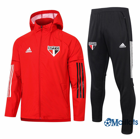 Grossiste Ensemble Coupe vent Sao Paulo Foot Homme Rouge 2020 2021