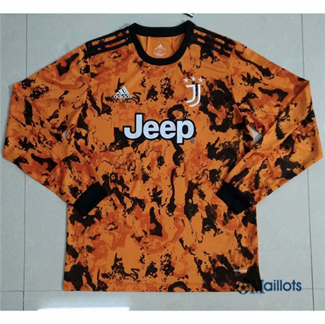 omaillots Grossiste Maillot foot Juventus orange Manche Longue 2020 2021