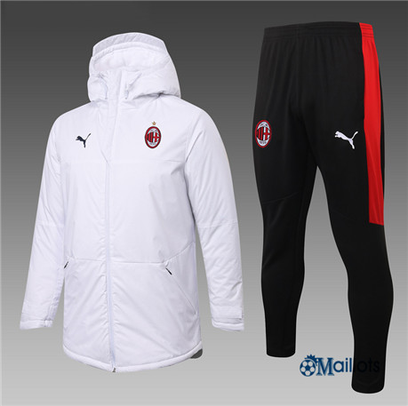 omaillots Survetement Doudoune AC Milan Foot Homme Blanc 2020 2021