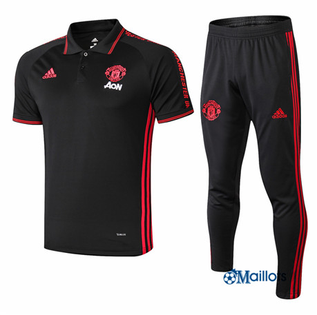 Maillot Entraînement Manchester United POLO et pantalon Training Noir/Rouge bande 2019 2020