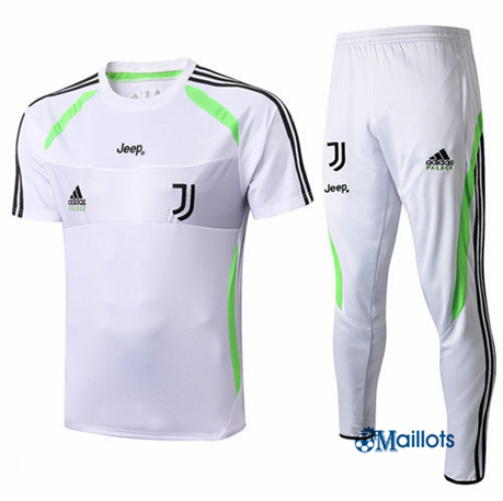Maillot Entraînement Juventus et pantalon Training Blanc/Vert bande 2019 2020