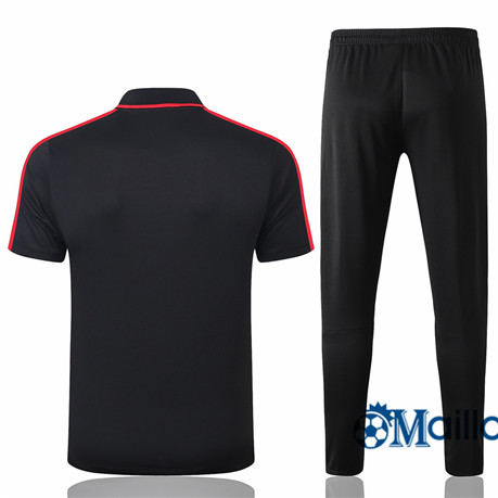 Grossiste Maillot Entraînement Atletico Madrid Polo et pantalon Ensemble Training Noir/Rouge 2020 2021