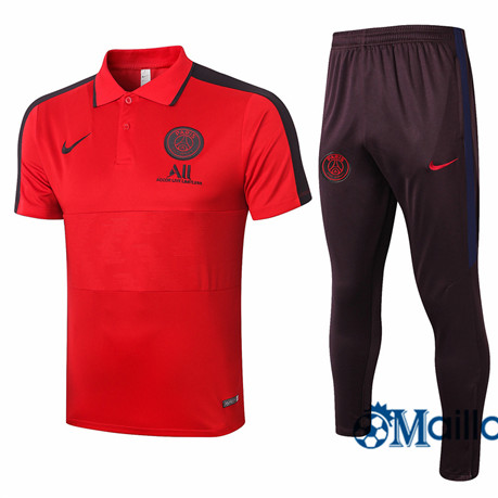 Maillot Entraînement PSG Polo et pantalon Ensemble Training Rouge/Noir 2020 2021