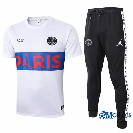 Maillot Entraînement PSG et pantalon Ensemble Training Blanc (Bleu Pris) 2020 2021